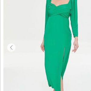 Green midi dress with a slit